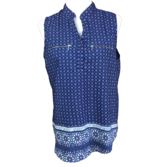 Time To Bloom Tops - Time To Bloom | Top blue print sleeveless Medium